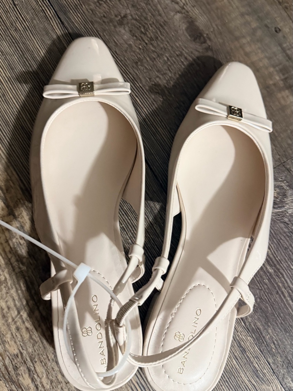 Bandolino Cream Bow Slingback Flats